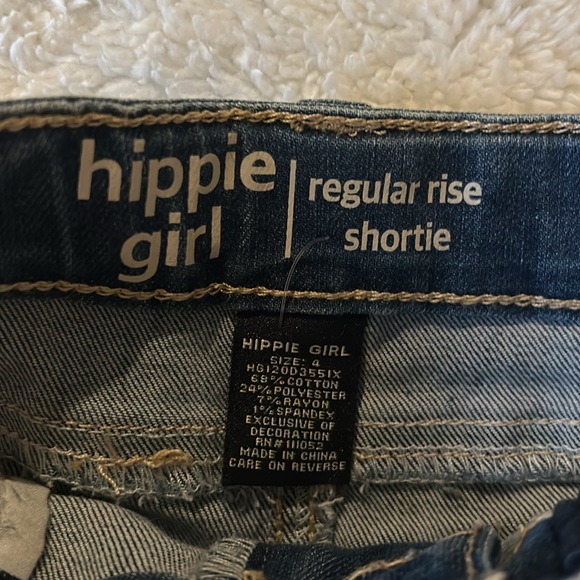 NWT, hippie girl, girls, regular rise shortie jean shorts, adj waistband - Picture 5 of 6